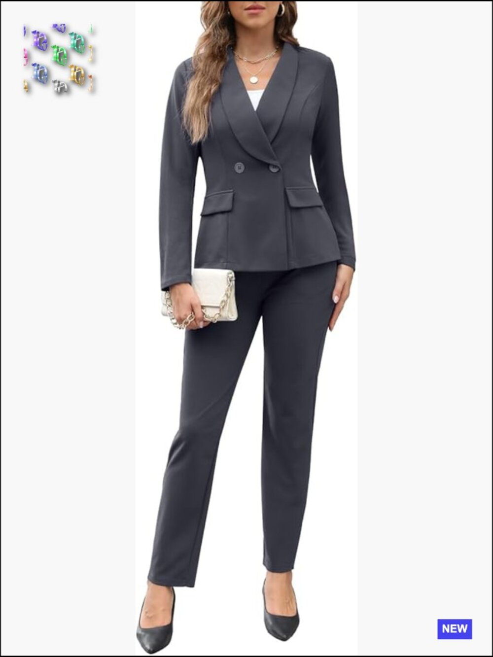 Modern Fitted Pant Suit Set Long Sleeve Blazer Pencil Pants Business Formal